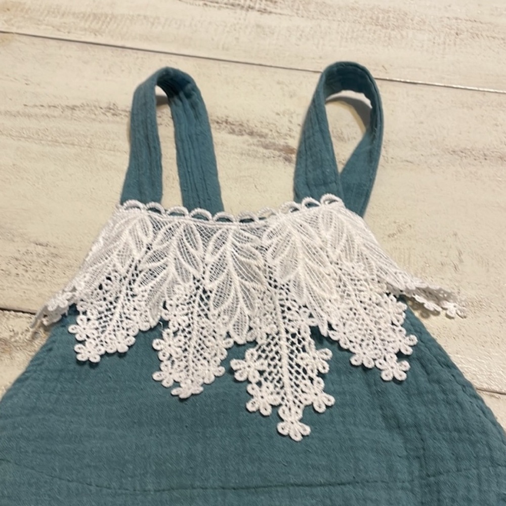 FOSHAN beautiful baby girl romper with embroidered design. Size 6 months.